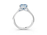 Silver Fancy Blue Asscher  Solitaire Engagement Ring with Six-Prong Setting and Classic Band 3