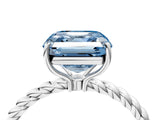 Silver Fancy Blue Asscher  Solitaire Twist Band Ring with Four-Prong Setting_7