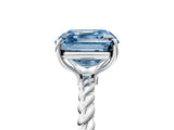 Silver Fancy Blue Asscher  Solitaire Twist Band Ring with Four-Prong Setting_8