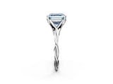 Silver Fancy Blue Asscher  Solitaire Twist Band Six-Prong Setting 3