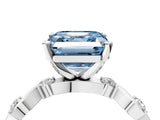 Silver Fancy Blue Asscher  Solitaire Twisted Band with Prong Setting 5