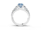 Silver Fancy Blue Cushion Cut Brilliant Diamond Pavé Band with Six-Prong Setting_22