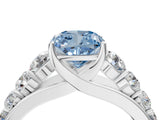 Silver Fancy Blue Cushion Cut Brilliant Diamond Pavé Band with Six-Prong Setting_23