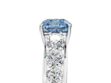 Silver Fancy Blue Cushion Cut Brilliant Diamond Pavé Band with Six-Prong Setting_24