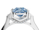 Silver Fancy Blue Cushion Cut Brilliant Solitaire Diamond Ring with Channel Set Band and Bar Prong Setting_22