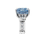 Silver Fancy Blue Cushion Cut Brilliant Three-Stone Pave Band with Four-Prong Setting_11