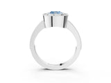 Silver Fancy Blue Cushion Cut-Cut Diamond Halo Engagement Ring with Pave Band and Prong Setting_9