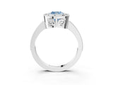 Silver Fancy Blue Cushion Cut Cut Halo Pavé Diamond Ring_9