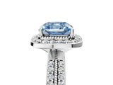 Silver Fancy Blue Cushion Cut Diamond Double Halo Ring with Split Shank and Four-Prong Setting_11