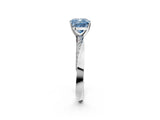 Silver Fancy Blue Cushion Cut Diamond Engagement Ring with Side Stone Accents and Four-Prong Setting_14
