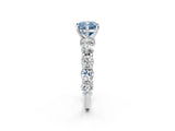 Silver Fancy Blue Cushion Cut Diamond Side Stone Engagement Ring with Four-Prong Setting_5