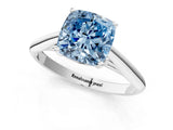 Silver Fancy Blue Cushion Cut Diamond Solitaire Engagement Ring with Cathedral Setting and Four-Prong Mount_13