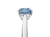 Silver Fancy Blue Cushion Cut Diamond Solitaire Engagement Ring with Cathedral Setting and Four-Prong Mount_17