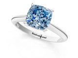 Silver Fancy Blue Cushion Cut Diamond Solitaire Engagement Ring with Classic Band and Four-Prong Setting_13
