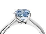 Silver Fancy Blue Cushion Cut Diamond Solitaire Engagement Ring with Classic Band and Four-Prong Setting_16