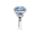 Silver Fancy Blue Cushion Cut Diamond Solitaire Ring with Classic Band and Four-Prong Setting_11
