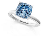 Silver Fancy Blue Cushion Cut Diamond Solitaire Ring with Classic Band and Four-Prong Setting_7