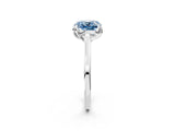 Silver Fancy Blue Cushion Cut Diamond Solitaire Ring with Flower Prong Setting and Classic Band_2