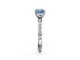 Silver Fancy Blue Cushion  Cut Diamond Solitaire with Pave Band and Four-Prong Setting 2