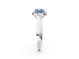 Silver Fancy Blue Cushion  Cut Halo Solitaire Engagement Ring with Square Band and Four-Prong Setting_26