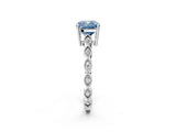 Silver Fancy Blue Cushion Cut Solitaire Diamond Ring with Infinity Twist Band and Four-Prong Setting_38