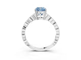 Silver Fancy Blue Cushion Cut Solitaire Diamond Ring with Infinity Twist Band and Four-Prong Setting_39