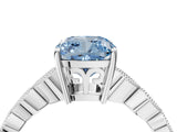Silver Fancy Blue Cushion Cut Solitaire Diamond Ring with Infinity Twist Band and Four-Prong Setting_40