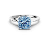Silver Fancy Blue Cushion Cut Solitaire Diamond Ring with Six-Prong Setting and Classic Band_27