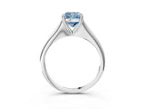 Silver Fancy Blue Cushion Cut Solitaire Diamond Ring with Six-Prong Setting and Classic Band_30