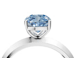 Silver Fancy Blue Cushion  Cut Solitaire Engagement Ring with Flat Band and Four-Prong Setting 4
