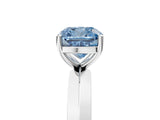 Silver Fancy Blue Cushion  Cut Solitaire Engagement Ring with Flat Band and Four-Prong Setting 5