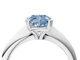 Silver Fancy Blue Cushion  Cut Solitaire Engagement Ring with Tapered Band and Four-Prong Setting 4