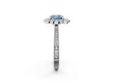 Silver Fancy Blue Cushion  Halo Milgrain Pave Diamond Ring with Four-Prong Setting 2