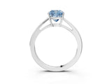 Silver Fancy Blue Cushion  Solitaire Diamond Ring with Split Shank and Four-Prong Setting_15