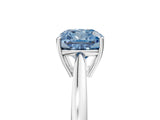 Silver Fancy Blue Cushion  Solitaire Diamond Ring with Split Shank and Four-Prong Setting_17