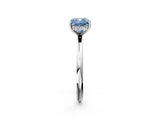 Silver Fancy Blue Cushion  Solitaire Diamond Ring with a Classic Band and Four-Prong Setting 2