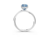 Silver Fancy Blue Cushion  Solitaire Diamond Ring with a Classic Band and Four-Prong Setting 3