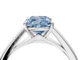 Silver Fancy Blue Cushion  Solitaire Engagement Ring with Four-Prong Setting and Classic Band 5