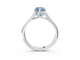 Silver Fancy Blue Cushion  Solitaire Engagement Ring with Six-Prong Setting and Classic Band 3