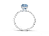 Silver Fancy Blue Cushion  Solitaire Twist Band Ring with Four-Prong Setting_3