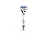 Silver Fancy Blue Cushion  Solitaire Twist Band Six-Prong Setting 3