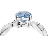 Silver Fancy Blue Cushion  Solitaire Twisted Pave Diamond Ring with Four-Prong Setting_10
