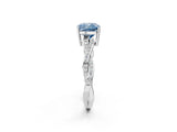 Silver Fancy Blue Cushion  Solitaire Twisted Pave Diamond Ring with Four-Prong Setting_2