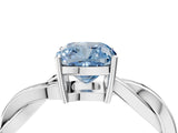 Silver Fancy Blue Cushion  Solitaire Twisted Pave Diamond Ring with Four-Prong Setting_4