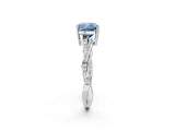 Silver Fancy Blue Cushion  Solitaire Twisted Pave Diamond Ring with Four-Prong Setting_8