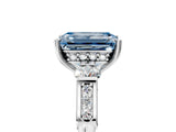 Silver Fancy Blue Emerald Cut Brilliant Three-Stone Pave Band with Four-Prong Setting_11