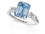 Silver Fancy Blue Emerald Cut Brilliant Three-Stone Pave Band with Four-Prong Setting_7