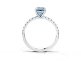Silver Fancy Blue Emerald Cut Diamond Brilliant Solitaire Ring with Pavé Band and Four-Prong Setting_51