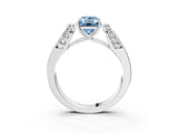 Silver Fancy Blue Emerald Cut Diamond Channel Set Solitaire Ring with Four-Prong Setting_70