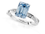 Silver Fancy Blue Emerald Cut Diamond Engagement Ring with Side Stone Accents and Four-Prong Setting_13